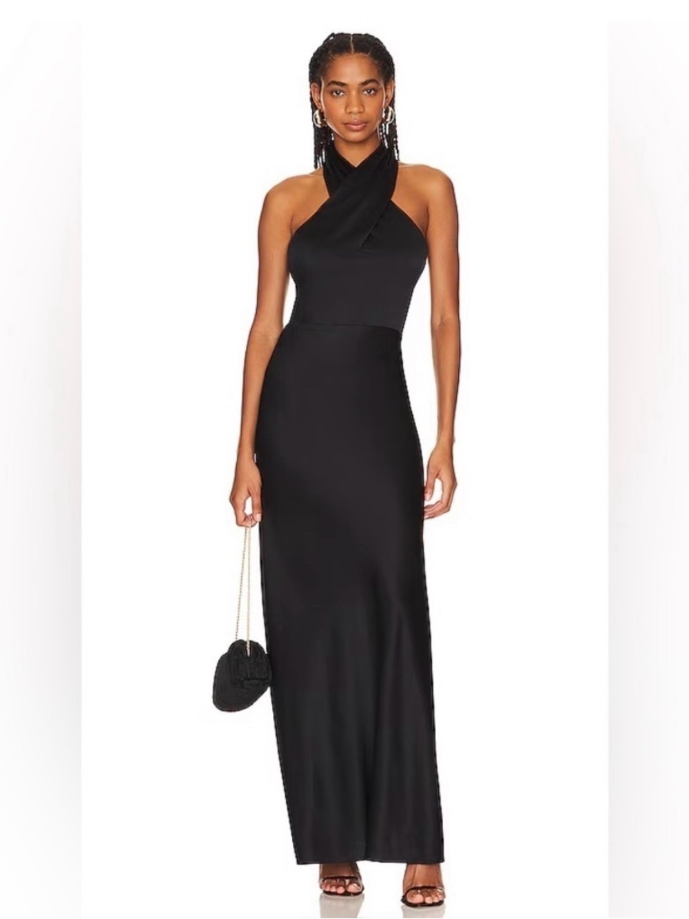 Veronica Beard Black Halter Cross-Neck Maxi Dress - Picture 1 of 9